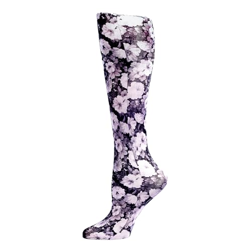 Celeste Stein 15-20 mmHg Graduated Compression Socks for Women - Noir Roses Variation, Leg Support