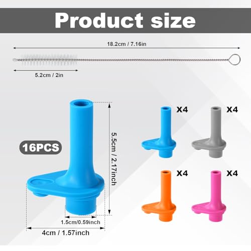 16 Pack Silicone Replacement Bite Valves for Zak Kelso 15oz Water Bottles