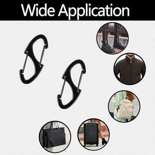Mini Carabiner Backpack Zipper Locks - 24pcs Black Anti-Theft Clips