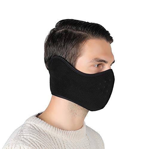 Unisex Winter Ski Mask with Earmuffs - Black - Preemie to 18 Years