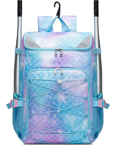 Kids Baseball Softball Bag with Shoe Compartment Light Blue 19.3"