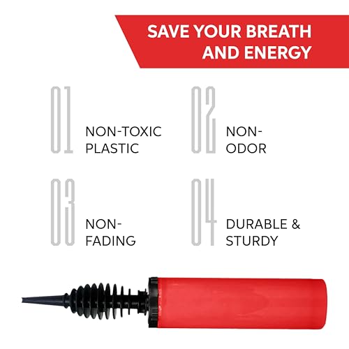 Dual-Action Manual Balloon Pump - Professional Hand Inflator - Red