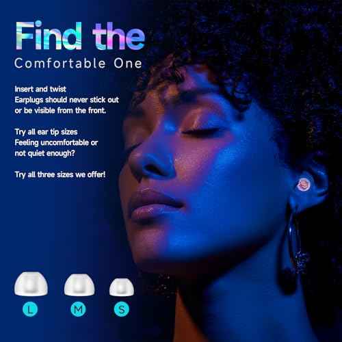 Ear Plugs for Concerts, 2 Pack High Fidelity Ear Plugs with 3 Patterned Reflective Plates, Reusable Silicone Earplugs for Concerts, Stadium, Work, 4 Pair S/M/L Ear Tips, 25 dB Noise Reduction, Blue