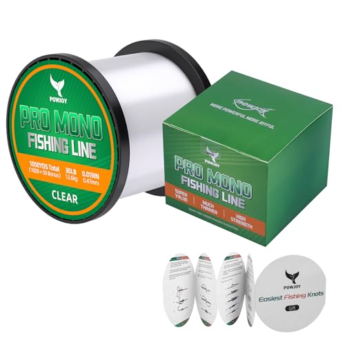 Monofilament Fishing Line with Knot Guide - 30LB 1050 Yards Clear