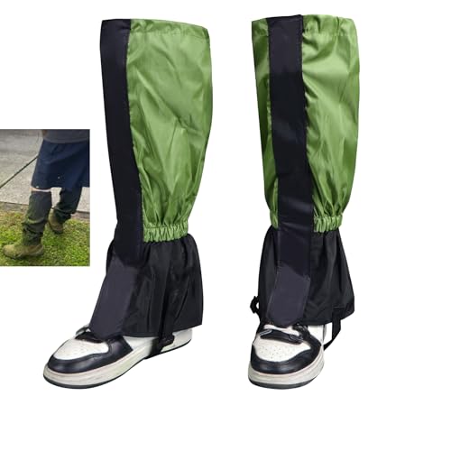 Waterproof Lawn Care Leg Gaiters - 17.7 Inch Adjustable Leg Guards - Green