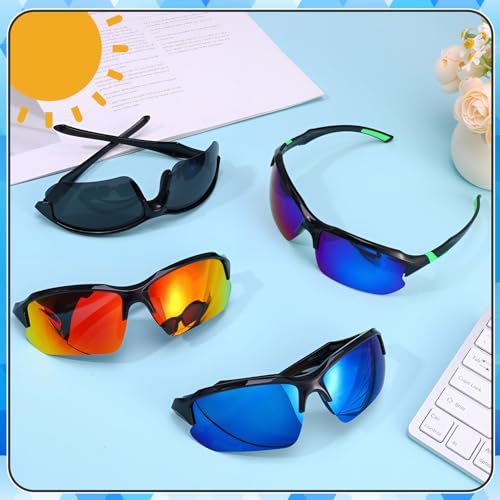 Polarized Sports Sunglasses - UV400 Protection, Lightweight Half-Frame - Green, Orange, Navy, Black