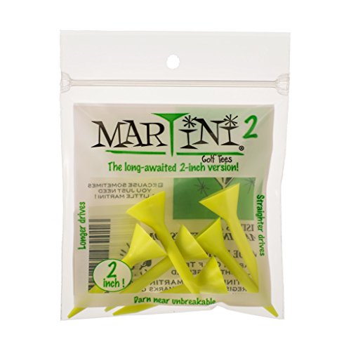 Martini 2 Golf Tees - 2 Inch - Unbreakable Yellow