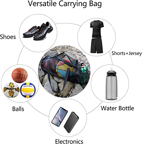 Yocoolfun Large Mesh Basketball Duffel Bag with Shoulder Strap for Sports Gear
