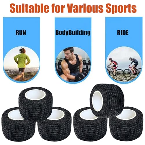 6 Pack Self-Adhesive Bandage Wrap - 1-inch x 5-Yard Breathable Athletic Tape