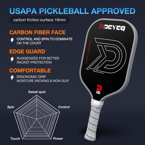 Pickleball Paddle with Polypropylene Honeycomb Core - Grey, 16.92" x 7.36"