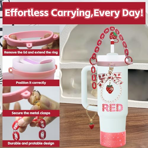 Strawberry Tumbler Accessory Set for 30oz & 40oz Cups - Strawberry