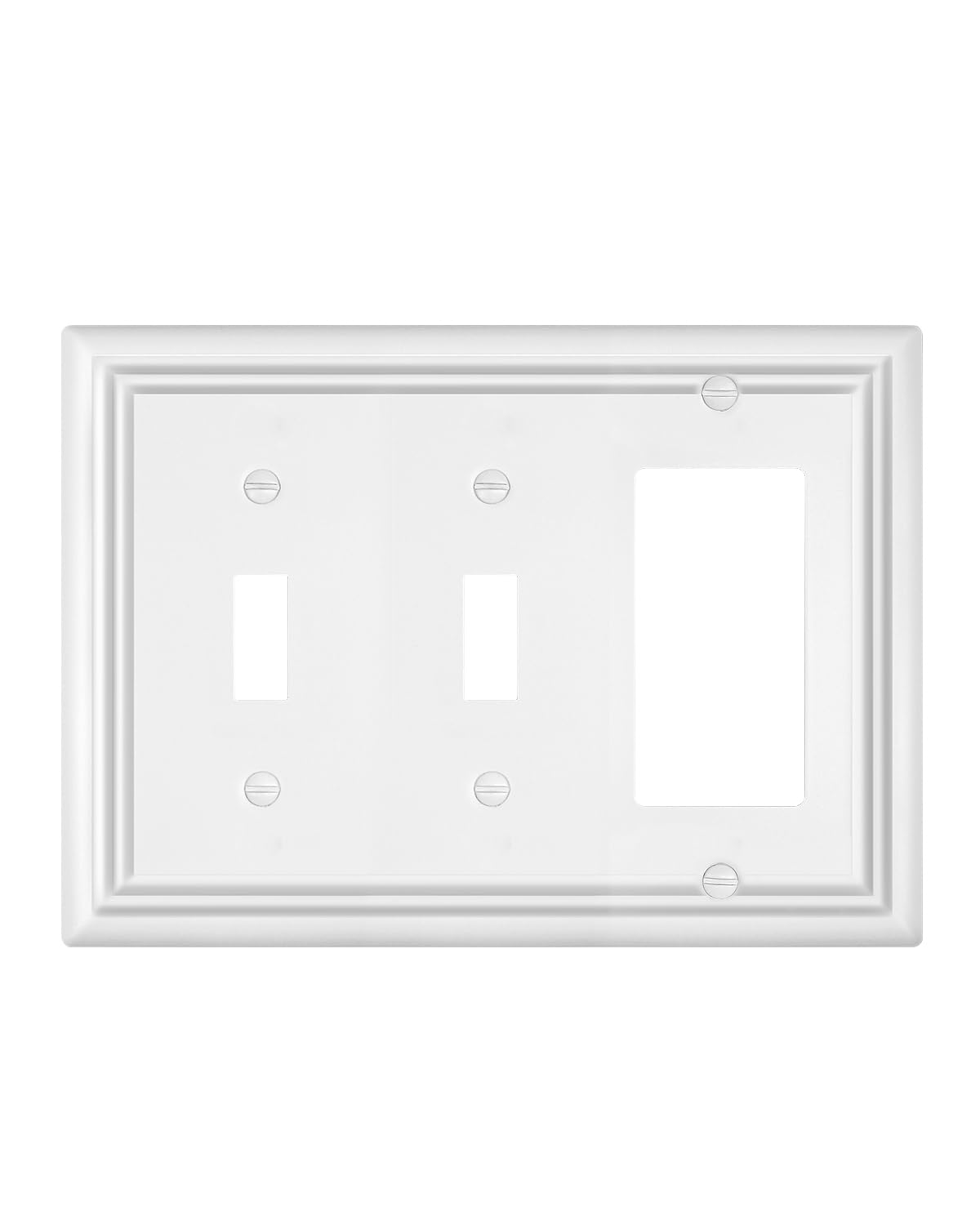 ZILLSEA Pure White 2 Toggle/1 Decorator Wall Plates, 1-Pack Combo Double Toggle/Single Rocker Switch Plates, Durable Metal, 3-Gang, 6.77''*4.88'', Midsize
