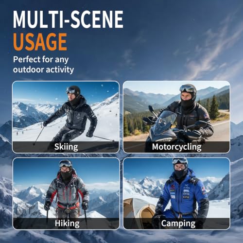 ShinHye Black Balaclava Ski Mask for Men & Women - Winter Windproof Thermal Face Cover