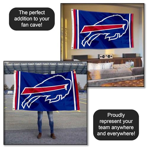 Large 3x5 Buffalo Bills Flag - Durable Polyester with Grommets