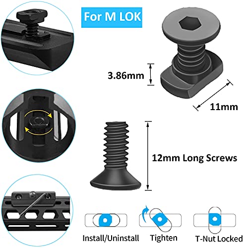 M-LOK Screws and Nuts Replacement Set - 12 PCS with Allen Wrench