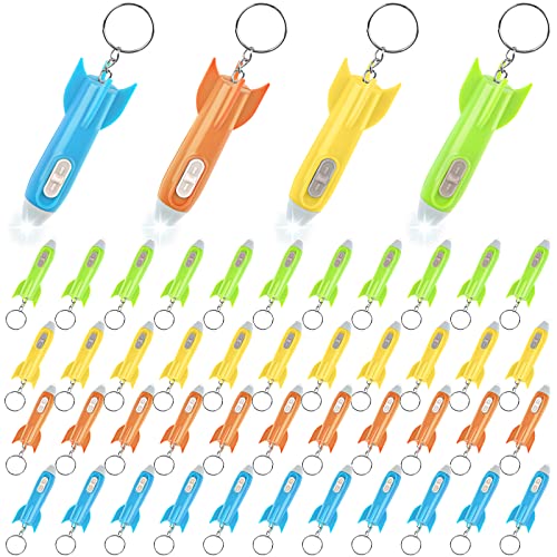 100 PCS Helicopter Mini Flashlight Keychain, Rocket LED Flashlight, Mini Flashlights In Bulk, Colorful LED Flashlight, Small Flashlights for Kids, Mini LED Flashlight Keychain, Astronaut Party Favors