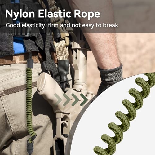 Retractable Rangefinder Tether - Short Army Green Elastic Lanyard