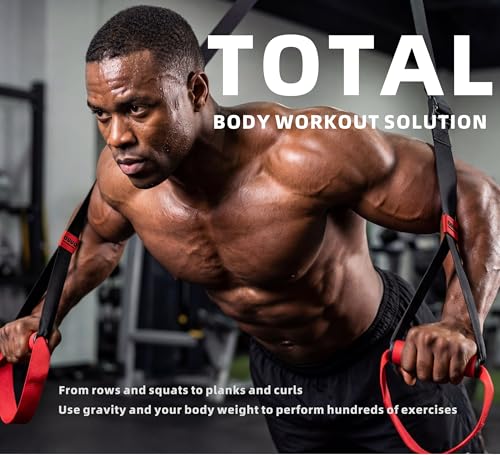 Portable Suspension Straps with Built-in Door Anchor for Bodyweight Workouts