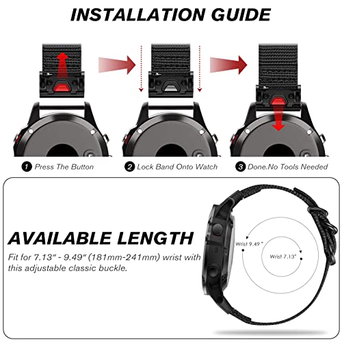 Garmin Fenix Compatible Band - 51mm/7X/6X/6X Pro - Black