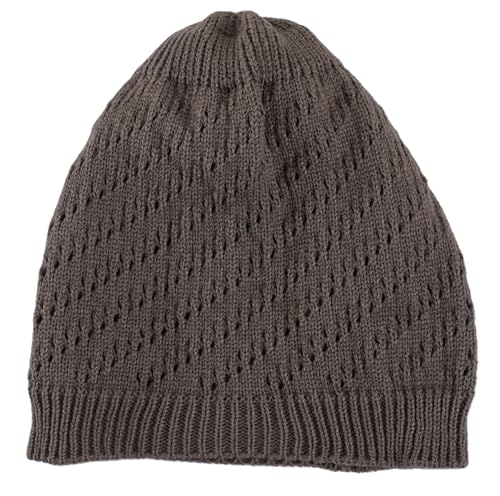Lightweight Crochet Beanie Hat for Women - Dark Gray, Medium