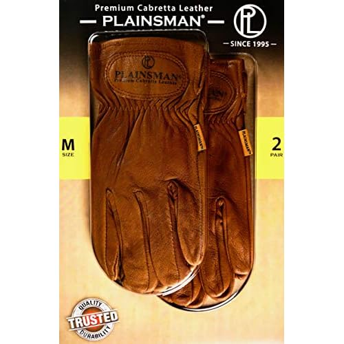 Plainsman Premium Cabretta Leather Gloves (2 Pair, Medium)