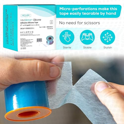 MedVance Silicone Adhesive Medical Tape, Scar Sheet, 2" x1.5' (1 Pack)