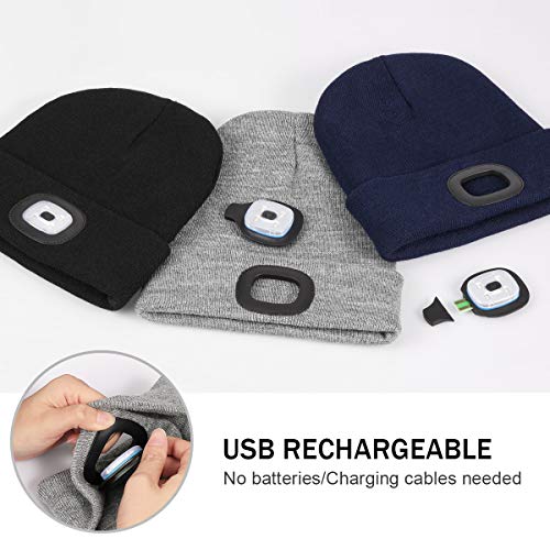 YunTuo LED Beanie Hat with Built-in Light - Unisex Orange Gift for Men Dad Husband