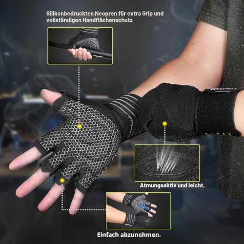 Ventilated Weight Lifting Workout Gloves with Wrist Support