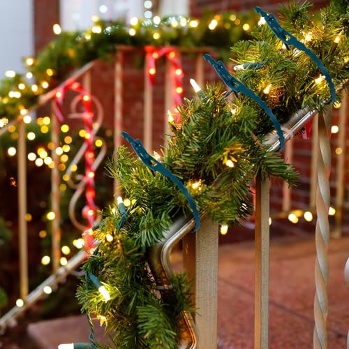 50pcs Christmas Garland Ties Green Banister Twist Ties Flexible Self Locking Nylon Strap 15.7Inch Adjustable Garland Hanger Decorative Holiday Wreath Hanger for Christmas Lights Wreath Making Stairway
