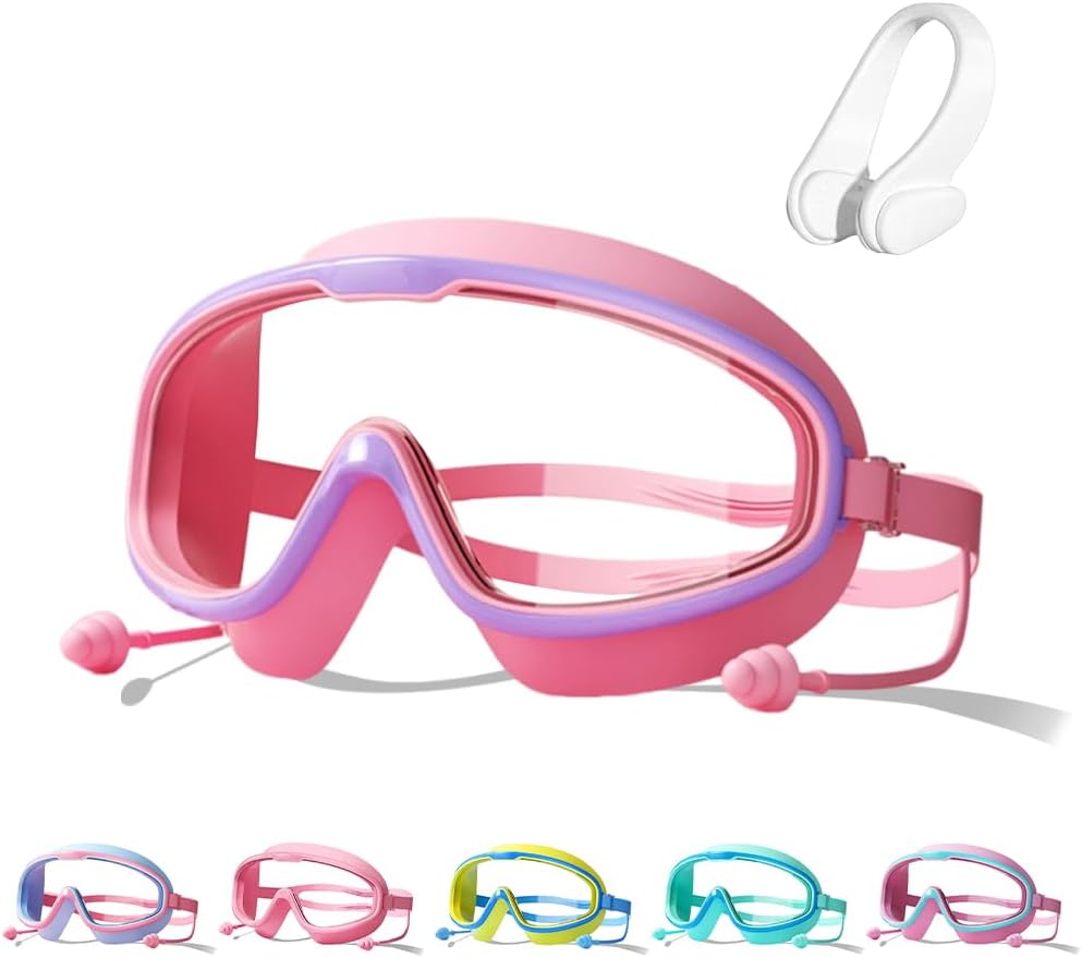 Skiennix Large Frame Waterproof Anti-Fog Swimming Goggles | Kids Swim Goggles for Ages 2-14