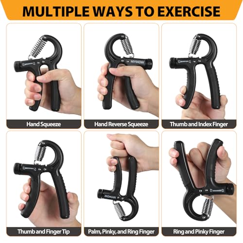 Adjustable Hand Grip Strengthener - 2 Pack, 22-132 lbs, Carbon Black