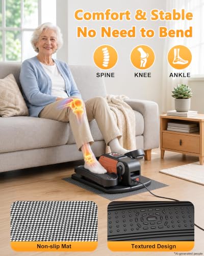 Under Desk Elliptical Exerciser - 12 Speeds, LCD Display, Black