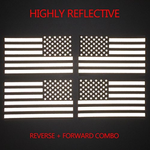 CREATRILL C: Reflective Subdued American Flag Stickers - 2 Pairs, 3x5 Inches, Vehicle & Surface Decal