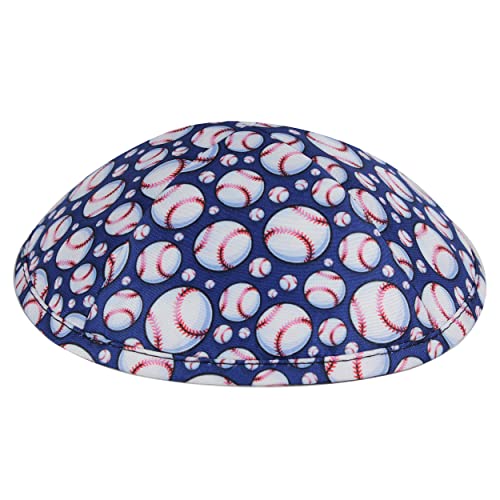 Sports Kippah for Adults & Boys - Blue White Baseball 6" Kippot