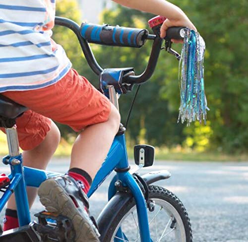 Kids Bicycle Handlebar Streamers - Colorful Blue Pom-Pom Pair