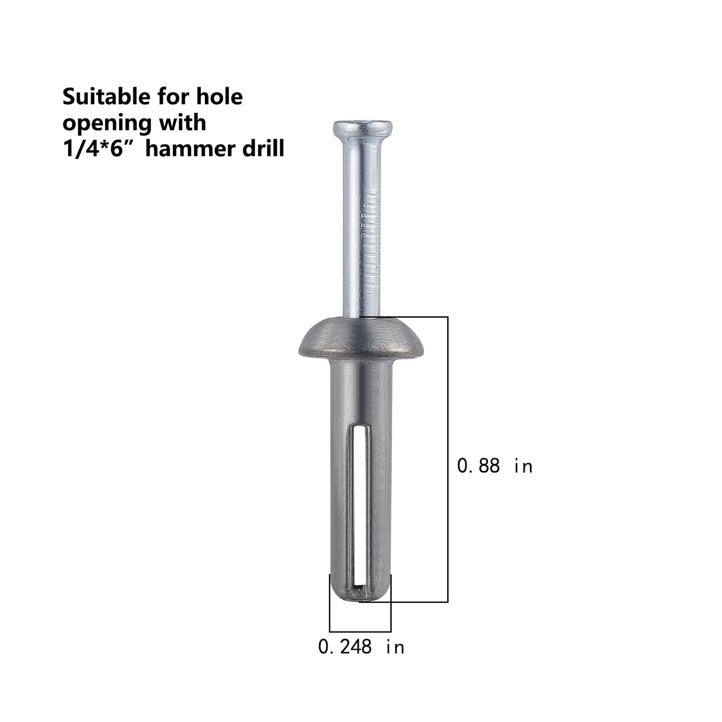 Wensilon 1/4x3/4 Hammer Drive Nail in Anchor (50 per Box) Cement hammering Anchors