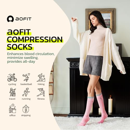 Graduated Compression Socks for Women - 15-20 mmHg, Blush Forest, 2 Pack