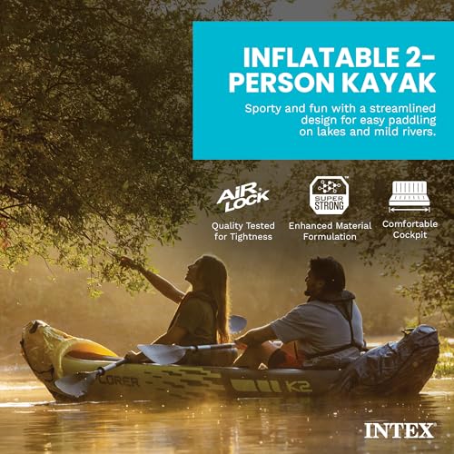 Explorer K2 Inflatable Kayak Set for 2 - Includes Oars & Pump