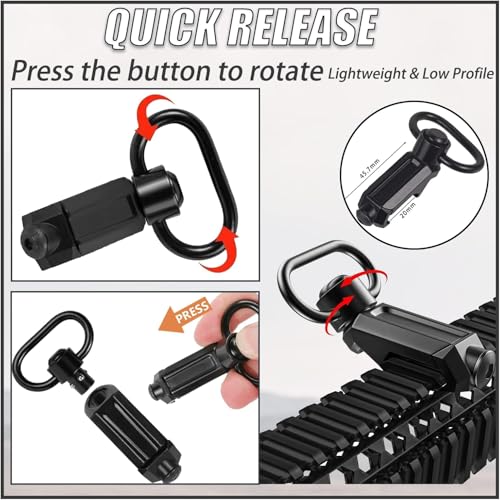 Picatinny Rail Sling Mount with Quick-Detach Swivels - 2-Pack