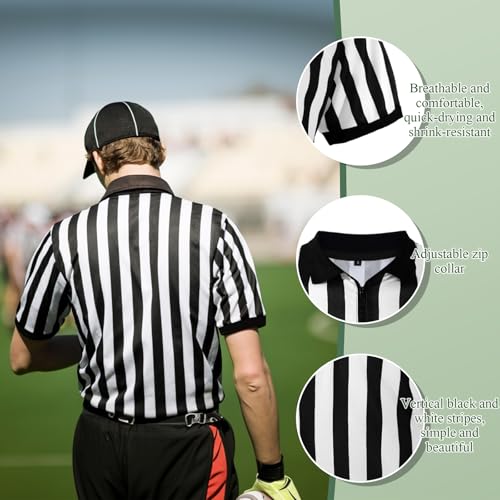 Large Referee Shirt with Whistle - Black and White Striped Jersey