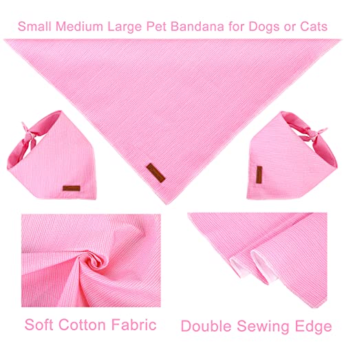 Cotton Dog Bandana - Washable Triangle Pet Scarf for Small Dogs - Pink Dot (S)