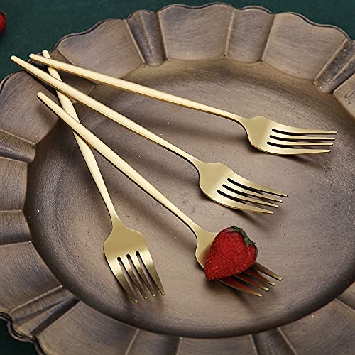 Matt Gold Dinner Fork Set - 6 Pieces, 8.4" Stainless Steel, Dishwasher Safe