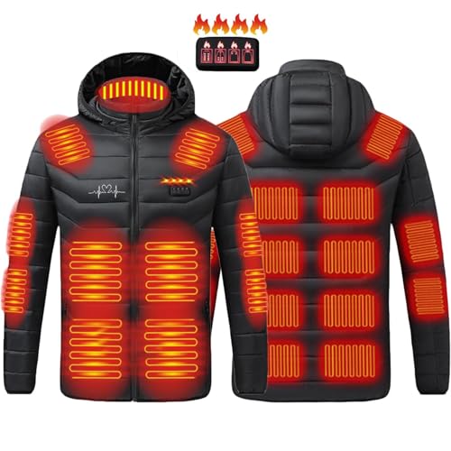 Heated Jacket with 21 Heating Zones - USB Charging Hooded Coat
