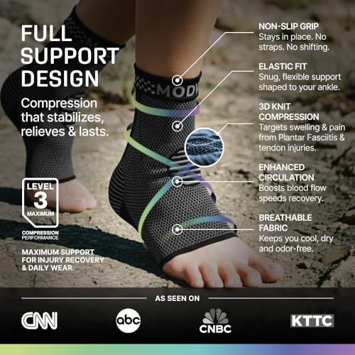Ankle Compression Sleeve Socks for Sprains & Support - 2-Pack