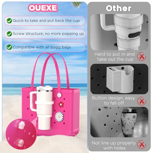 Bogg Bag Accessories Set - 2 Cup Holders & 2 Charms - 40oz Flowers