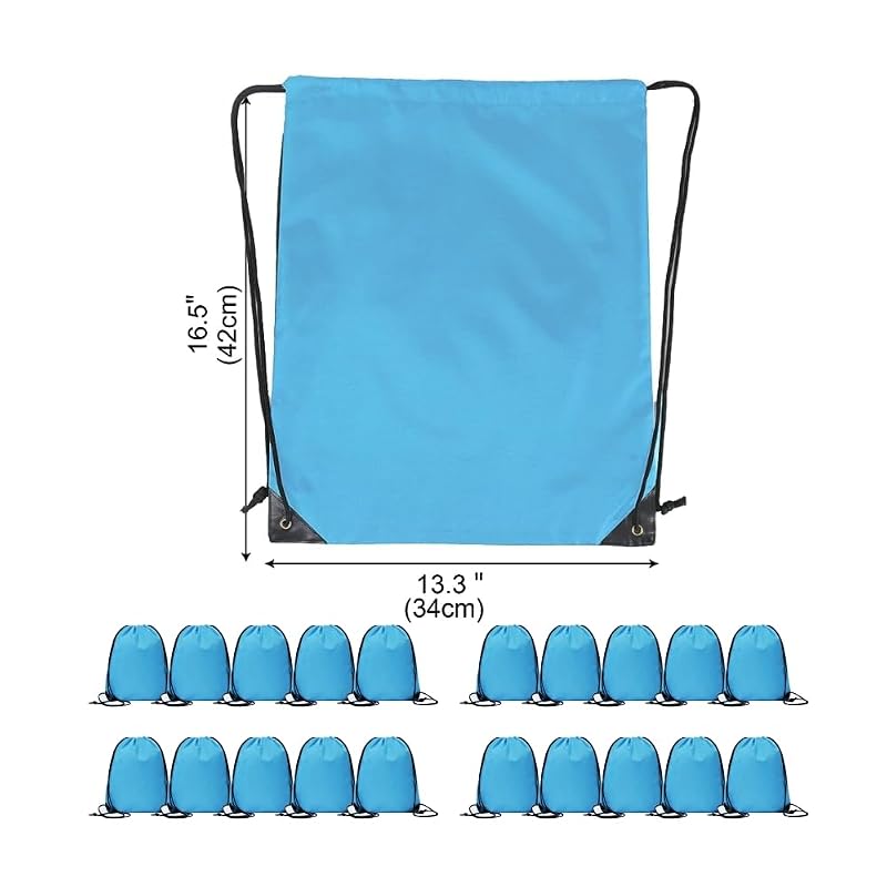 Sky Blue Drawstring Backpack Bulk 20 Pcs Gym Sports Travel Cinch Bags