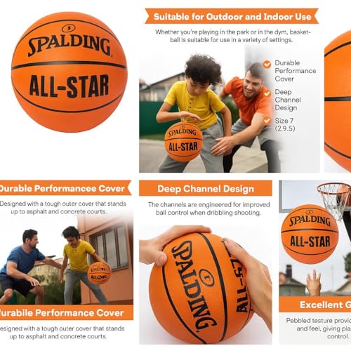 Official Size 7 Outdoor Basketball with Deep Grip Channels – Indoor/Outdoor Training Ball