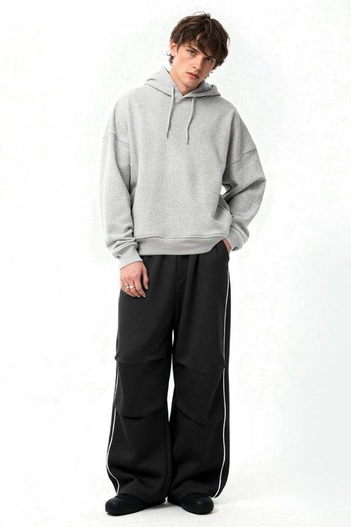 GINGTTO Mens Baggy Sweatpants Wide Leg Y2k Track Pants Men Loose Fit Open Bottom Sweat Pants for Men Black L