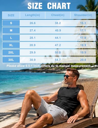 Men's Sleeveless Workout Tank Top - Quick Dry, Large, Black