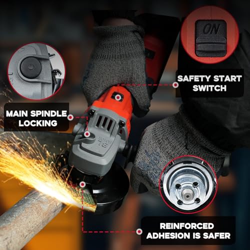 Angle Grinder, Cordless Grinder with 2 ¡¿ 5.0Ah Batteries, 10000RPM Battery Powered Grinder, 3 Speed Angle Grinder Tool, Cordless Grinder with Battery and Charger for Cutting Shaping Grinding Polishing